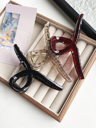 3 piezas/2 piezas Pinzas para el cabello transparentes de unicolor elegantes de alta gama, adecuadas para moños, trenzas, uso diario, fiestas, viajes, uso doméstico. Pinzas para el cabello, pinzas de mandíbula, sujetadores de cabello, accesorios para el cabello para mujer para looks de vacaciones