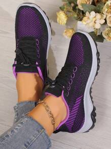 Women's Comfortable Sports Shoes, Breathable Mesh Soft Bottom Running Shoes, Casual Non-Slip Travel Shoes For Spring And Autumn - Black - View 5