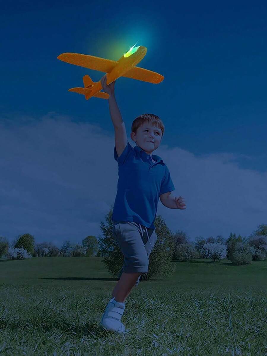 Throwing Foam Plane,Lighted Foam Glider Planes 43cm Tall Manual