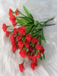 Elegant Arrangement Of Mini Artificial Flowers 30cm Bouquet With Delicate Branch Decoration - Đỏ - Xem 3