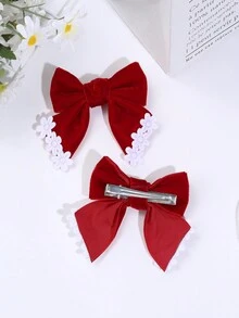 2 chiếc nơ cài tóc trang trí cho bé gái bằng nhung kẹp tóc hoa thanh lịch phụ kiện kẹp tóc cho thanh thiếu niên trẻ em - Nhiều màu - Xem 7