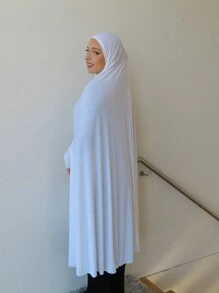 1 Peça Acessório Abaya Feminino, Véu Grande Macio e Liso para Cobrir o Queixo, para Peregrinação, Lenço de Cabeça Turbante com Mangas