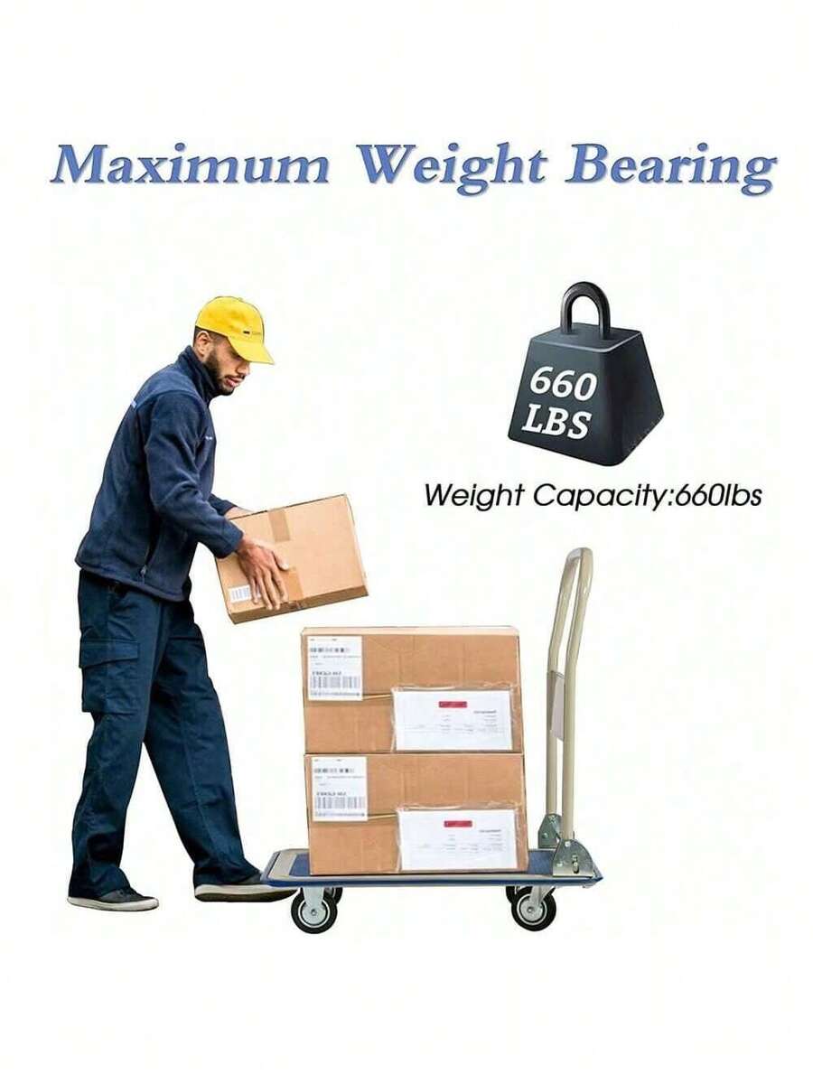 660 Lbs Weight Capacity Hand Truck Dolly Folding Platform Push Cart