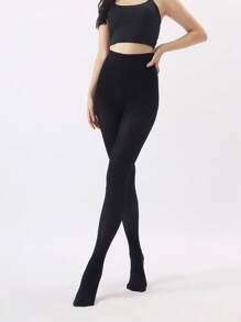 Plus Size Shapewear, Plus Size Tights, High Elasticity Plus Size Pantyhose - Black - View 3