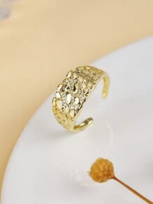 1pc Minimalist Textured Gold Geometric Square Pattern Ring, Unisex, New Release, Suitable For Holiday Wear - ring - View 5