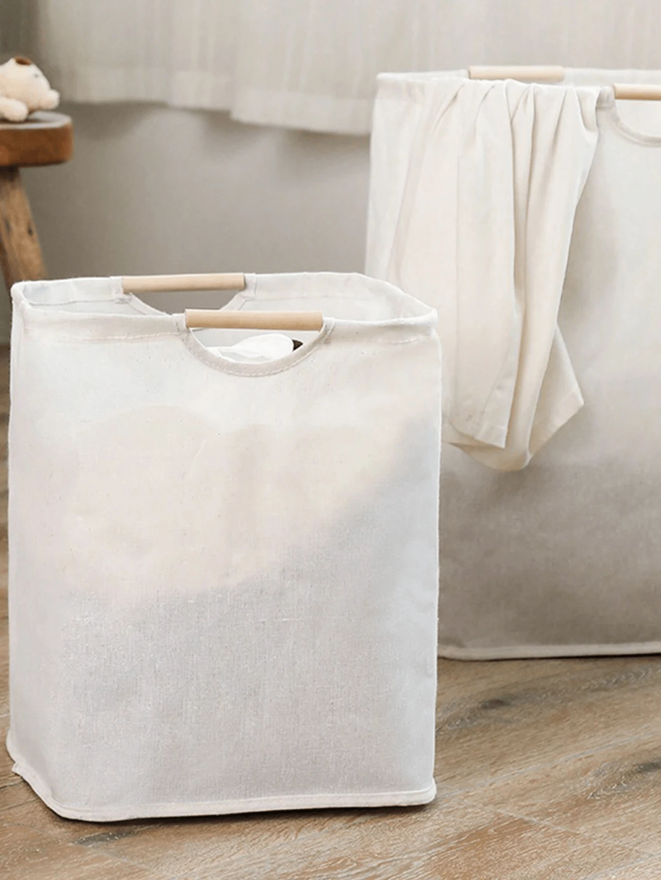 1pc Foldable Fabric Laundry Basket With Handles, Portable Dirty Clothes