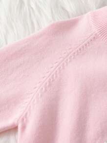 Young Girl Christmas Tree Pattern Raglan Sleeve Sweater, Casual Daily Wear Suitable For Christmas, Spring, Autumn And Winter - Pink - View 5