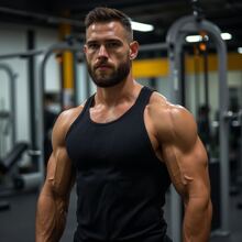 Kit 3 Men's Ribbed Tank Top, American Style Premium, Rapper Academy - Đỏ và trắng - Xem 2