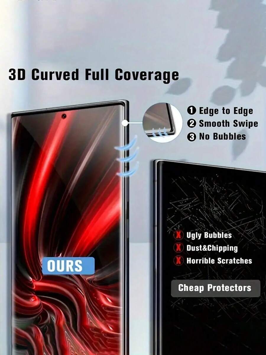 4PCS Tempered Glass Screen Protector Compatible With Samsung 3D Curved