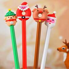 Penne gel per Natale con inchiostro nero, penne morbide con personaggi natalizi, penne divertenti e novità in stile casuale, adatte come regalo di Natale per studenti, insegnanti, per ufficio, forniture scolastiche, feste, promo e mercati