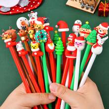 Penne gel per Natale con inchiostro nero, penne morbide con personaggi natalizi, penne divertenti e novità in stile casuale, adatte come regalo di Natale per studenti, insegnanti, per ufficio, forniture scolastiche, feste, promo e mercati
