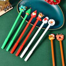 Penne gel per Natale con inchiostro nero, penne morbide con personaggi natalizi, penne divertenti e novità in stile casuale, adatte come regalo di Natale per studenti, insegnanti, per ufficio, forniture scolastiche, feste, promo e mercati