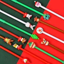 Penne gel per Natale con inchiostro nero, penne morbide con personaggi natalizi, penne divertenti e novità in stile casuale, adatte come regalo di Natale per studenti, insegnanti, per ufficio, forniture scolastiche, feste, promo e mercati