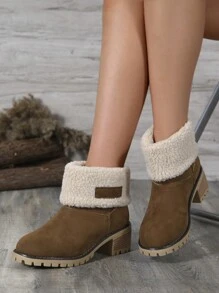 Women's Fashion New Winter European And American Boots, Thermal Lined, High Platform, Cold-Proof Waterproof Snow Boots, Korean School Style, Young And Cute Brown Short Boots