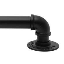 Round Galvanized Wall-Mounted Handrails Iron Pipe 153cm/5ft Handrail Stair Railing - 黑色 - 查看 4