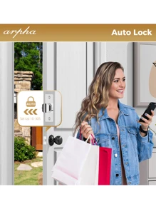 Arpha Keyless Entry Door Lock, Keypad Door Knob With 50 Code, Anti-Peeping Password, Auto Lock Smart Door Knob, Low Battery Warning, Easy Installation For Front Door, Bedroom, Home, Office - Black - View 7