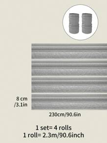 1 卷 2.3 米/90.6 英寸 Xpe 泡沫 3D 叶藤浮雕浪漫特殊设计踢脚线贴纸、自粘防撞墙贴、简约现代风格家居装饰、翻新踢脚线、卧室装饰贴纸、墙贴花、家居装饰乙烯基贴花、春季装饰品让您的家焕然一新、节日装饰贴纸礼物生日毕业 - 銀色 - 查看 14