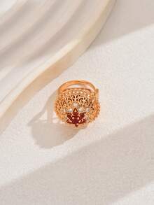 1 chiếc nhẫn hở khảm đá Zirconia tổng hợp hình học rỗng tinh xảo, thích hợp cho các sự kiện trang trọng và tiệc tùng của phụ nữ - Nhiều màu - Xem 7