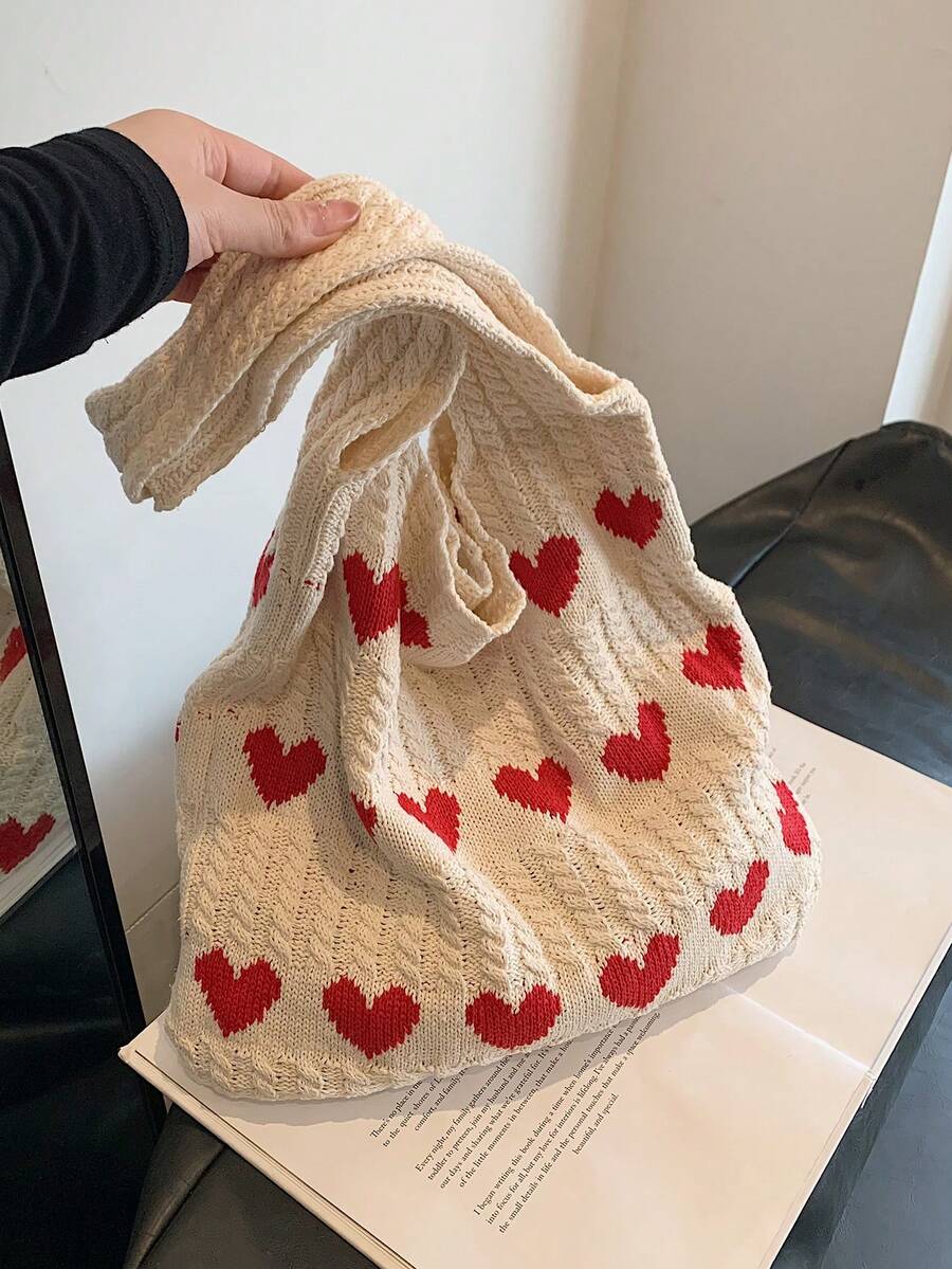 2024 New Fashion HandKnitted Underarm Tote Bag For Women, Trendy Small