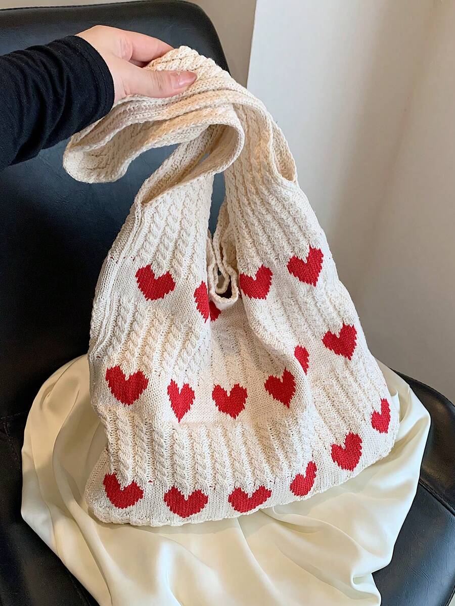 2024 New Fashion HandKnitted Underarm Tote Bag For Women, Trendy Small