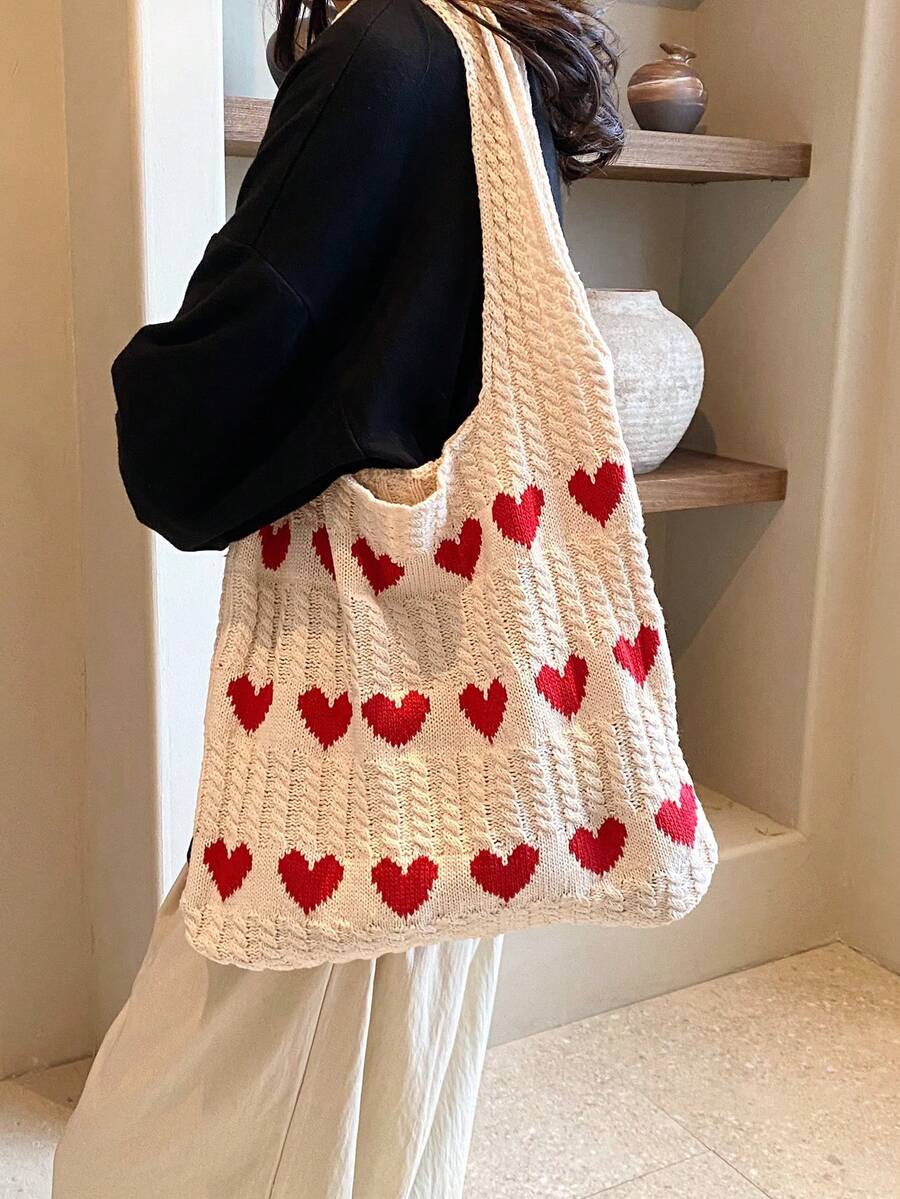 2024 New Fashion HandKnitted Underarm Tote Bag For Women, Trendy Small