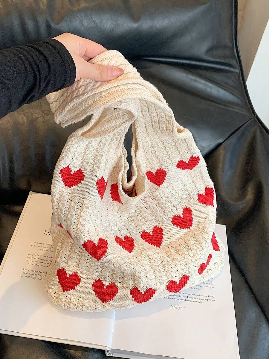 2024 New Fashion HandKnitted Underarm Tote Bag For Women, Trendy Small