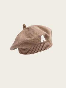 1 件儿童字母 A 纯色针织无檐便帽，可爱休闲，适合秋冬季日常穿着 - 一頂字母A純色貝雷帽 - 查看 17