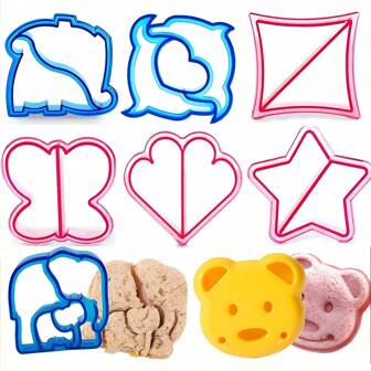1 pieza Molde para cortador de sándwiches, molde de corte de alimentos en forma de coche y dinosaurio de dibujos animados divertidos para niños, molde de pan, herramienta de hornear, accesorios de cocina, molde de galletas de plástico, cortador de galletas en forma de dinosaurio para sándwiches