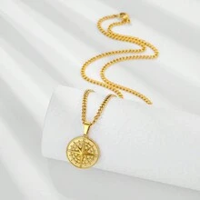 ZG YING ZHOU ZGYZ 女士优雅法式玫瑰、指南针、十字架和耶稣吊坠项链，18K镀金链，适合日常、度假、派对、婚礼、订婚、情人节、周年纪念日等场合佩戴 - 彩色 - 查看 7