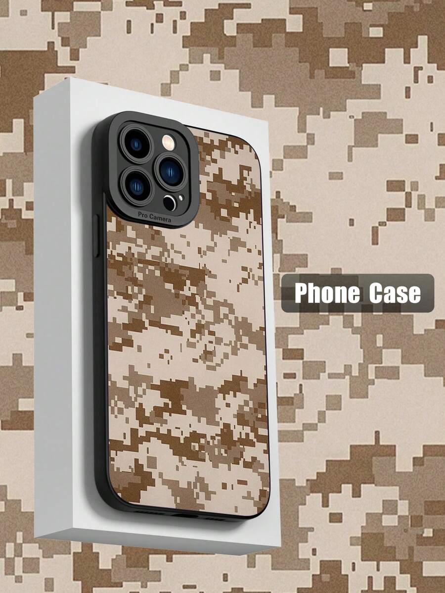 1pc TPU Camera Protector Anti-Collision Fashionable Camouflage Print Protective Case, Compatible With Apple IPhone 11/12/13/14/15 Pro Max Series, Galaxy A05/A15/A25/A35/A55/S23/S24 Series