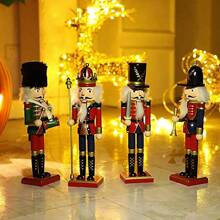Wooden Nutcracker Ornaments Decoration Figures Puppet Home Decor (12 Inch) (Set) Gifts