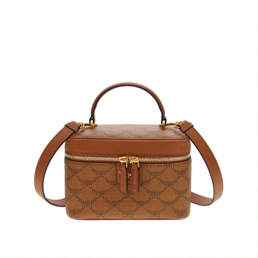 MCM Official Store LAURETOS Series Canvas & Leather Small Women Shoulder Crossbody Satchel MWRESAC02 - MWRESAC02CO001 Cognac - View 1