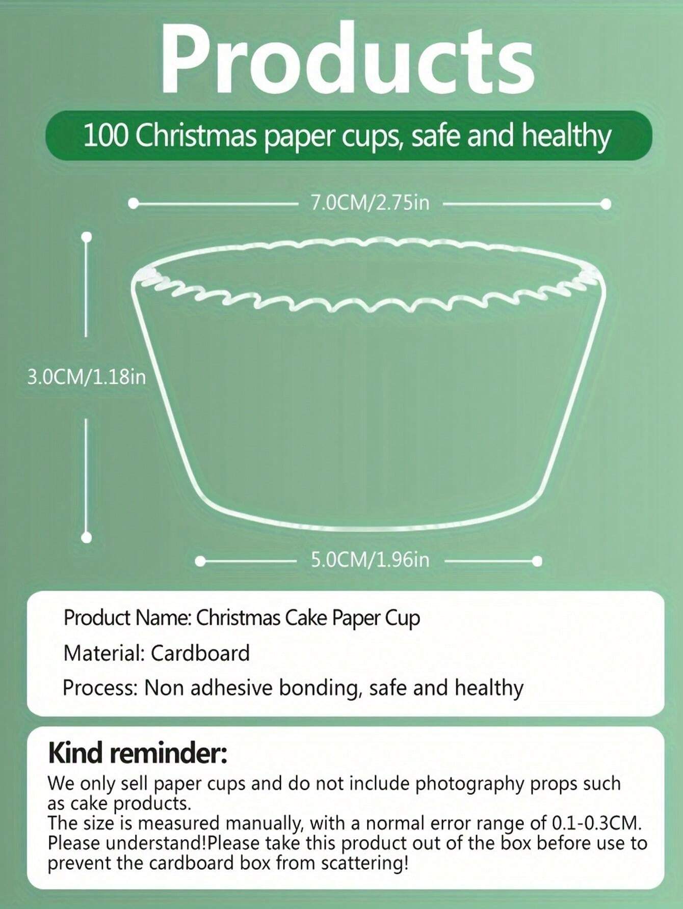 100pcs/Pack Disposable Green Tree Leaf Pattern Paper Cupcake Liners