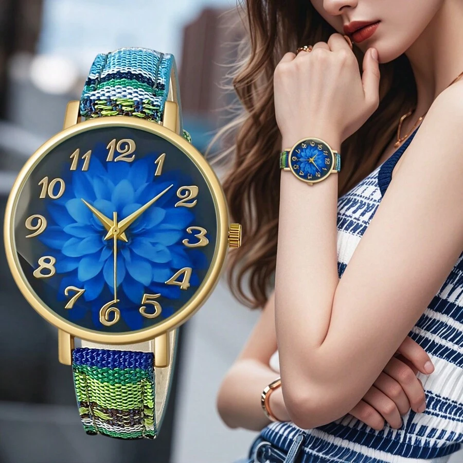 New Fashion Vintage Style Leather Quartz Wrist Watch, Bohemian Style PU Strap Watch For Women
