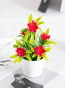 1 件人造迷你莲花盆，高 18 厘米/7.1 英寸，带 5 朵莲花，简约生活风格，塑料人造植物，绿色人造植物，秋季风格，抗氧化，不褪色 - 适用于 DIY 花墙、场景布置、卧室、花瓶插花、婚礼、派对、展览、酒店装饰、桌子、客厅、家居装饰、桌面装饰、桌面装饰、餐桌摆设、人造花、塑料花 - 彩色 - 查看 16