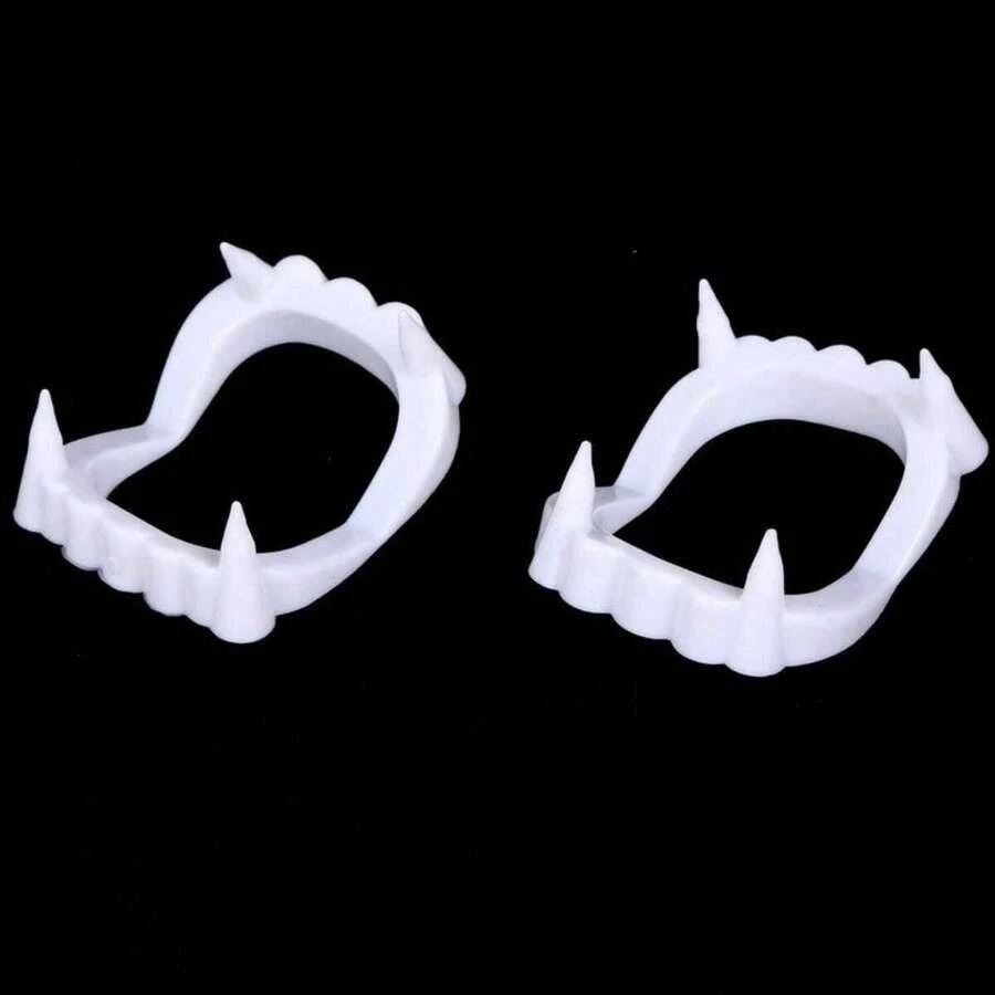 3pcs Vampire Fake Teeth Devil Zombie Dentures, White Plastic Tooth Caps, Halloween Costume Accessory,Christmas