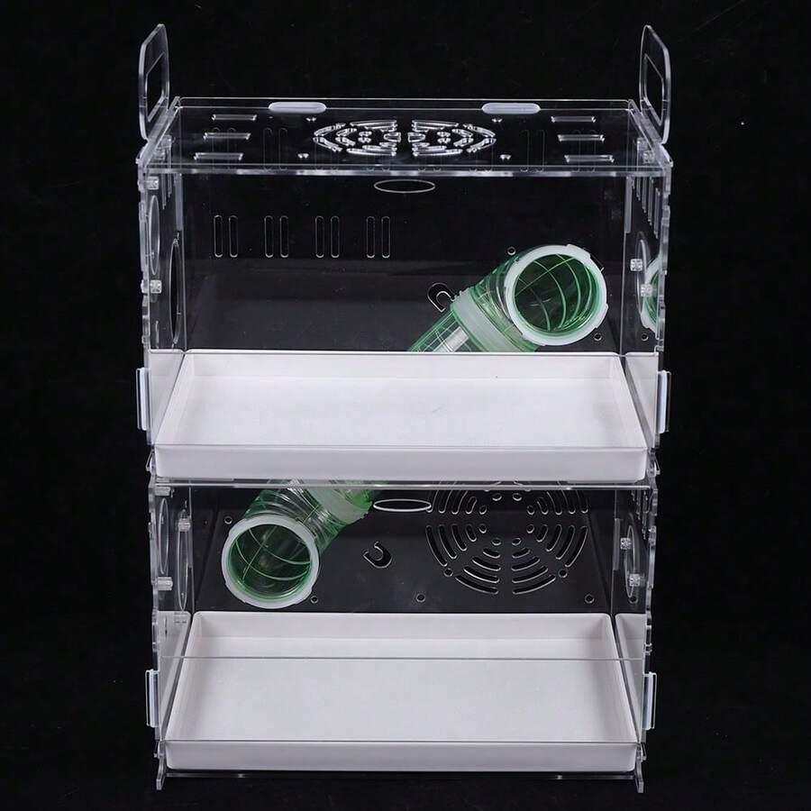 Acrylic 2 Tier Hamster Cage Habitat Clear Rodent Gerbil Mouse Mice Rat