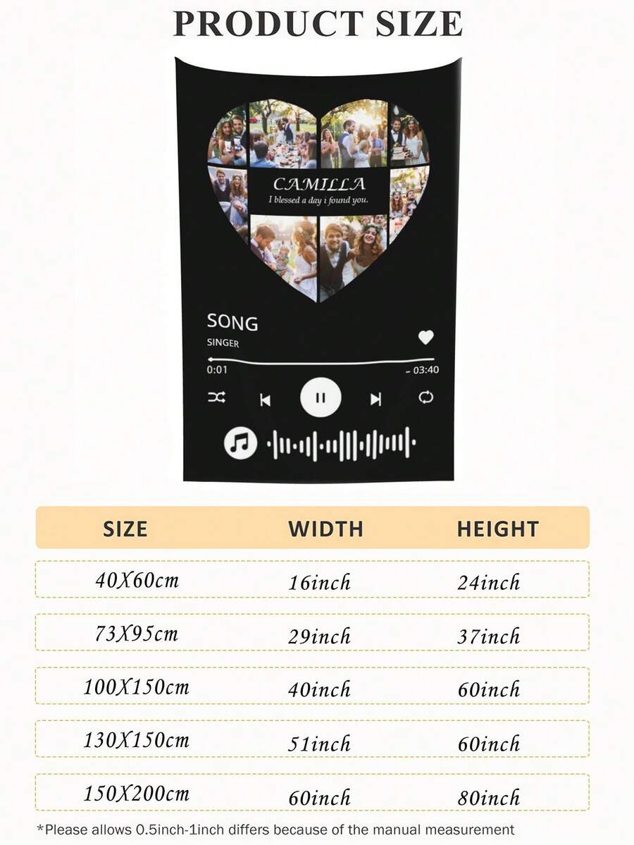 1pc Custom Photo Tapestry Custom Music Tapestry Personalized Gifts