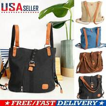 Women Canvas Handbag Casual Shoulder Bag Rucksack Convertible Backpack Tote Bag - Black - View 1