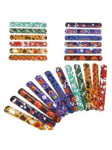 10/20pcs Halloween Slap Bracelets Party Decorations Wrist Spiders & Skull Decor, Christmas Slap Bracelets (Random Color),Christmas