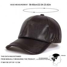 1Piece Men PU Leather Baseball Cap Outdoor Adjustable Sunscreen Leisure Hat Spring Autumn Travel Tourism Beach Vacation