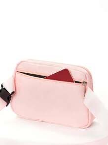 尼龙运动腰包/斜挎包，可装手机，适合跑步、徒步、骑行、健身等运动，时尚休闲简约设计，男女通用，适合学生使用。