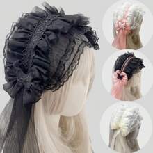 1pc/Set Women's Colorful Butterfly Decor & Wide Lace Headband Hair Accessories, Suitable For Daily Wear And Cosplay, Cute Style, Made Of Polyester And Spandex Halloween Valentine's Day