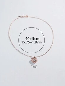 1 chiếc vòng cổ mặt dây chuyền trái tim bằng bạch kim mạ bạc Sterling 925, đính đá Cubic Zirconia lấp lánh, thiết kế tối giản, thích hợp cho lễ hội, tặng quà, trang phục hàng ngày và ngày lễ cho phụ nữ Valentine - Hoa hồng vàng - Xem 9