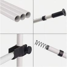 Telescopic Clothes Rail, Heavy Duty Clothing Rack Adjustable Wardrobe Organizer Coat Hanger Garment Rack Hanging Rail For Clothes - 2 Poles 2 Bars - View 5