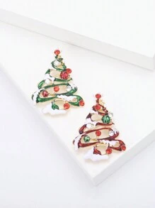 女士精美圣诞树胸针 中性植物别针 多色可选 休闲派对配饰 礼物 - 聖誕樹 - 查看 2