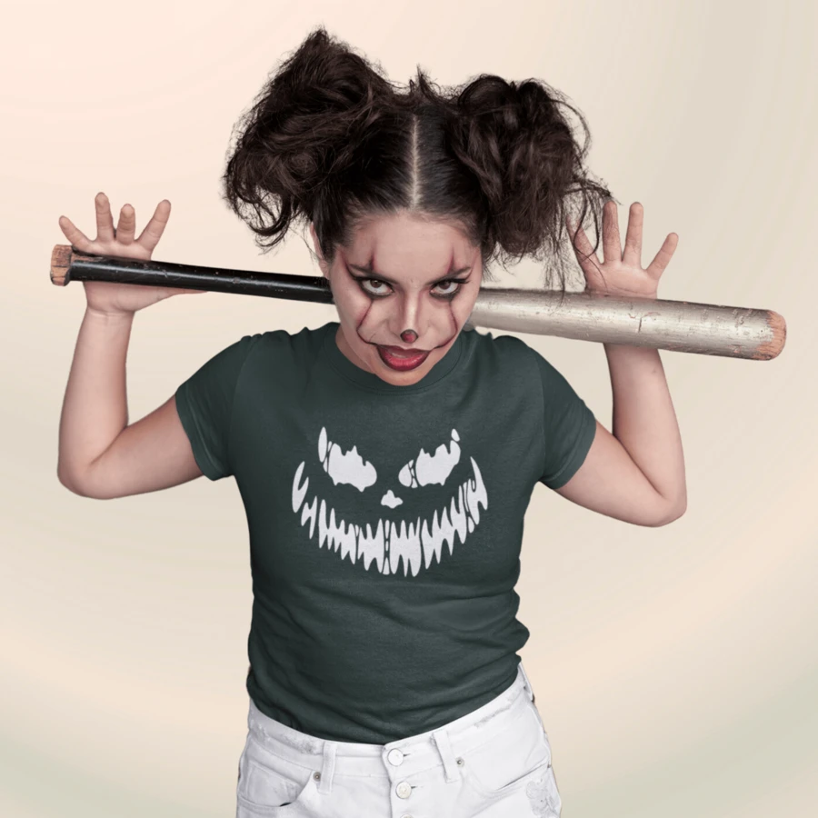 Halloween Women's T-Shirt Pumpkin Face Horror Fantasy - 軍綠色 - 查看 1