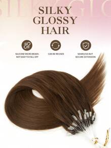 Micro-Loop Real Human Hair Extensions, Natural Black Straight Hair, Invisible Micro-Bead Thickened Micro-Loop Hair Extensions - S4 - View 5