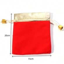 5/10个/包 金边首饰绒布袋，珠宝袋，宝石袋，化妆袋，带CCB大孔珠子抽绳 - 5,10個/包 - 查看 9