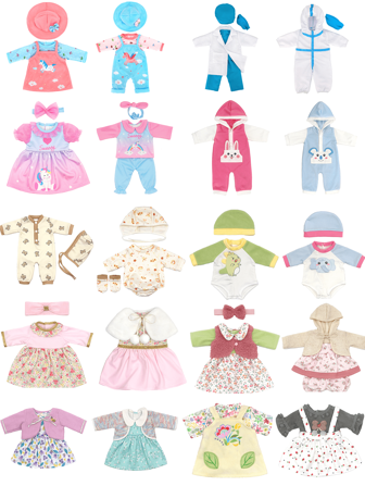 Suitable For 16 To 18 Inches/40.6 To 45.7 Cm Toy Reborn Doll Dress 20 Styles Suitable As Children's Gifts (Excluding Dolls)